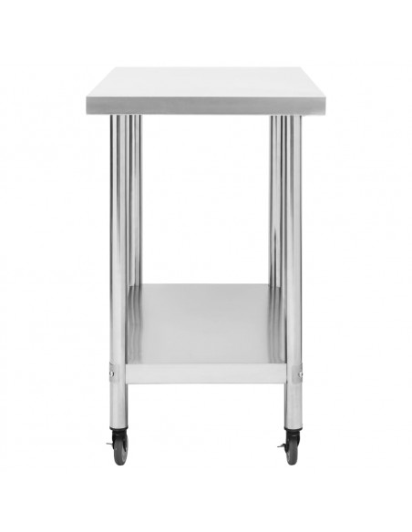 Tavolo da Lavoro Cucina con Ruote 100x30x85 cm in Acciaio Inox