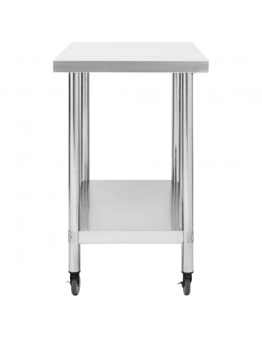 Tavolo da Lavoro Cucina con Ruote 100x45x85 cm in Acciaio Inox
