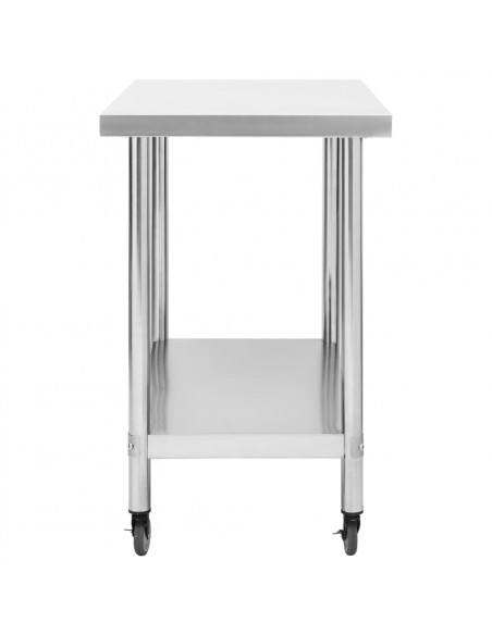 Tavolo da Lavoro Cucina con Ruote 100x45x85 cm in Acciaio Inox