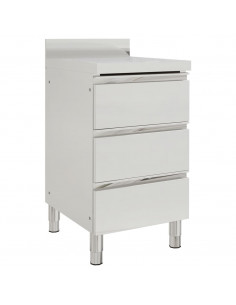 Mobiletto da Cucina Commerciale con 3 Cassetti in Acciaio Inox 2