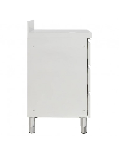 Mobiletto da Cucina Commerciale con 3 Cassetti in Acciaio Inox