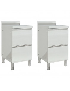 Mobiletti da Cucina Commerciale a 2 Cassetti 2 pz Acciaio Inox 2