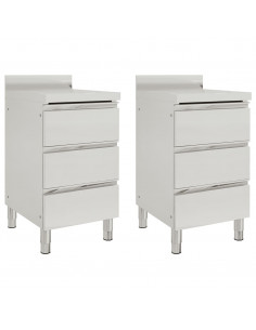 Mobiletti da Cucina Commerciale a 3 Cassetti 2 pz Acciaio Inox 2