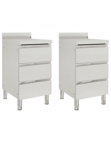 Mobiletti da Cucina Commerciale a 3 Cassetti 2 pz Acciaio Inox