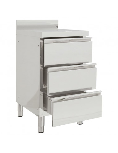 Mobiletti da Cucina Commerciale a 3 Cassetti 2 pz Acciaio Inox