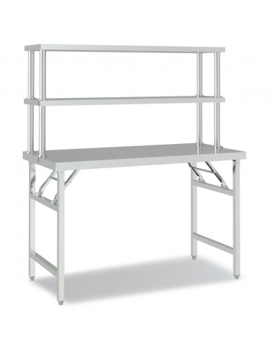 Tavolo Lavoro Cucina con Ripiano 120x60x145 cm Acciaio Inox