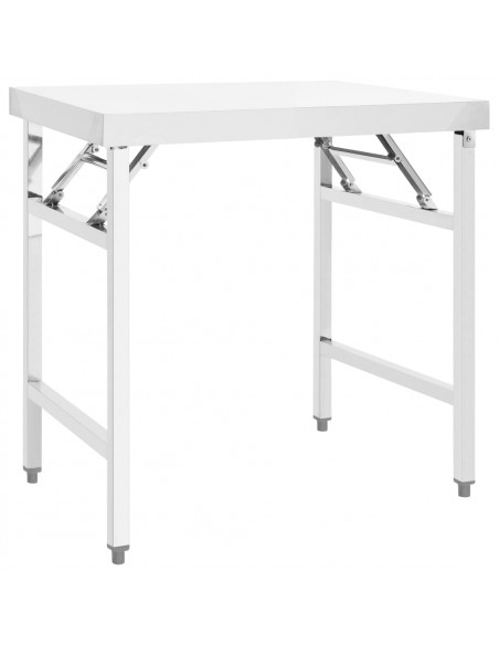 Tavolo da Lavoro Cucina Pieghevole 85x60x80 cm in Acciaio Inox