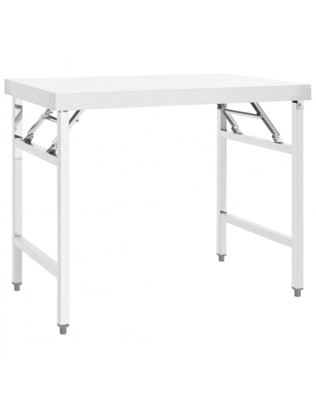 Tavolo da Lavoro Cucina Pieghevole 100x60x80 cm in Acciaio Inox