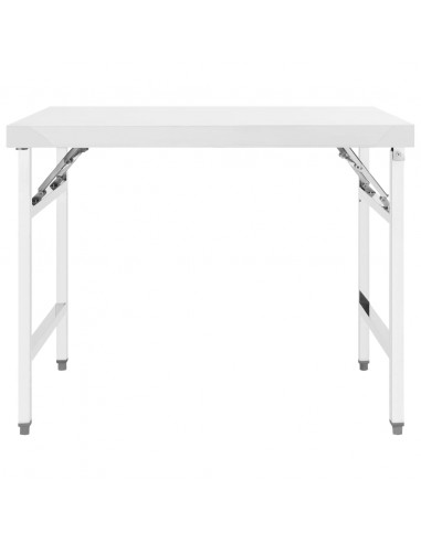 Tavolo da Lavoro Cucina Pieghevole 100x60x80 cm in Acciaio Inox