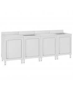 Mobiletto da Cucina con Lavandino in Acciaio Inox 240x60x96 cm 2