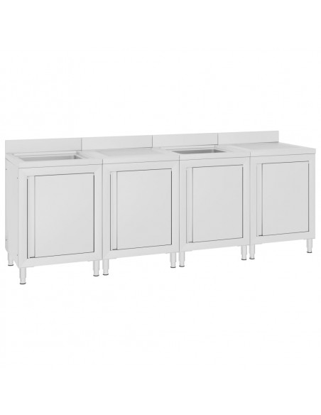 Mobiletto da Cucina con Lavandino in Acciaio Inox 240x60x96 cm