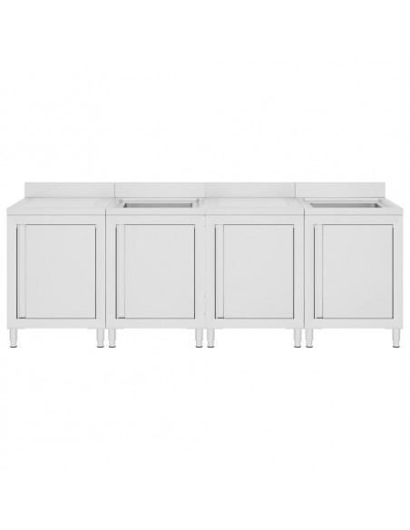 Mobiletto da Cucina con Lavandino in Acciaio Inox 240x60x96 cm