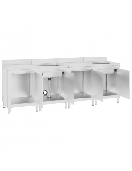 Mobiletto da Cucina con Lavandino in Acciaio Inox 240x60x96 cm