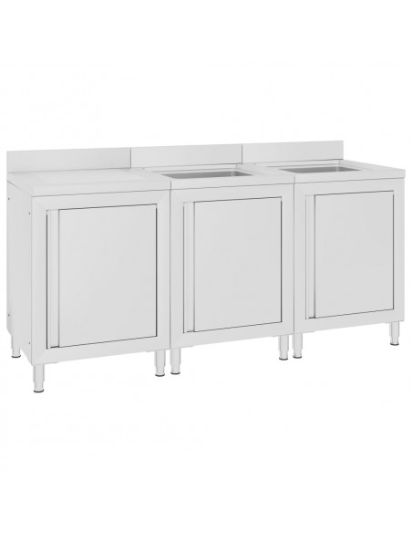 Mobiletto da Cucina con Lavandino in Acciaio Inox 180x60x96 cm