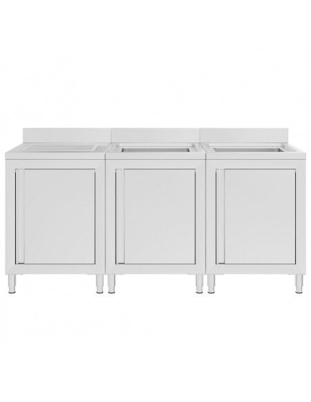 Mobiletto da Cucina con Lavandino in Acciaio Inox 180x60x96 cm