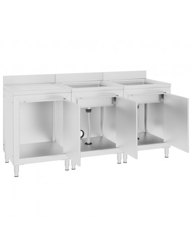 Mobiletto da Cucina con Lavandino in Acciaio Inox 180x60x96 cm