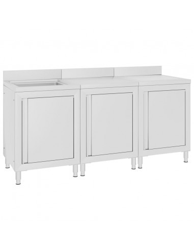 Mobiletto da Cucina con Lavandino in Acciaio Inox 180x60x96 cm