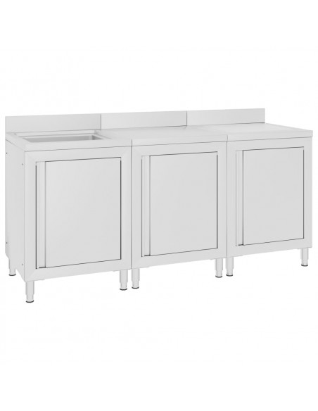 Mobiletto da Cucina con Lavandino in Acciaio Inox 180x60x96 cm