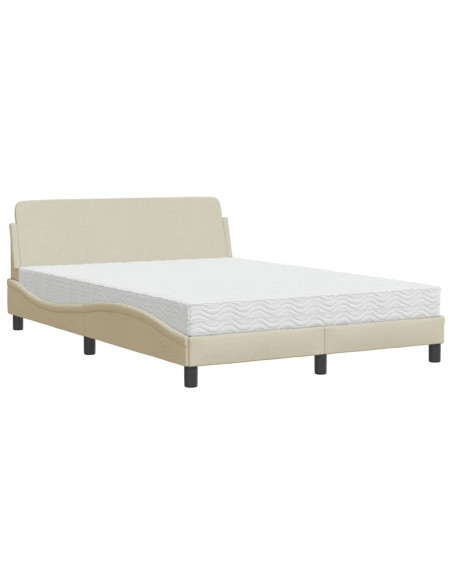 Letto con Materasso Crema 140x19 cm in Tessuto