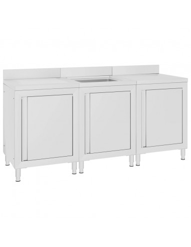 Mobiletto da Cucina con Lavandino in Acciaio Inox 180x60x96 cm