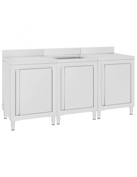 Mobiletto da Cucina con Lavandino in Acciaio Inox 180x60x96 cm