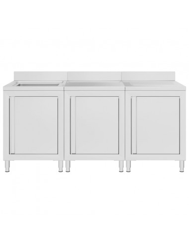 Mobiletto da Cucina con Lavandino in Acciaio Inox 180x60x96 cm