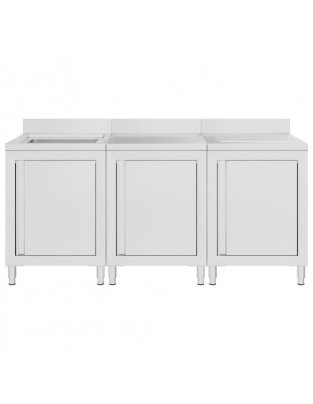 Mobiletto da Cucina con Lavandino in Acciaio Inox 180x60x96 cm