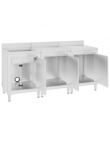 Mobiletto da Cucina con Lavandino in Acciaio Inox 180x60x96 cm
