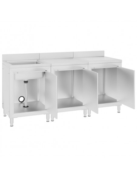 Mobiletto da Cucina con Lavandino in Acciaio Inox 180x60x96 cm