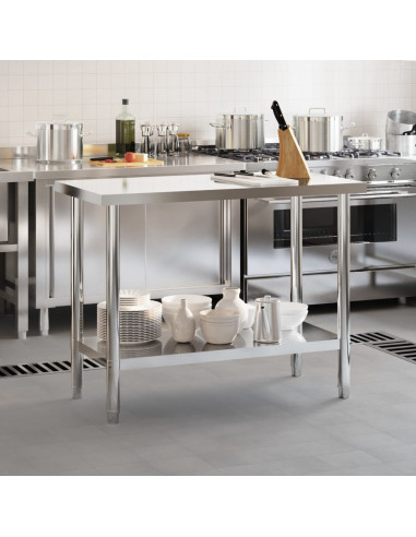 Tavolo da Lavoro da Cucina 110x55x85 cm in Acciaio Inossidabile