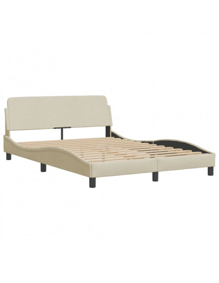 Letto con Materasso Crema 140x19 cm in Tessuto