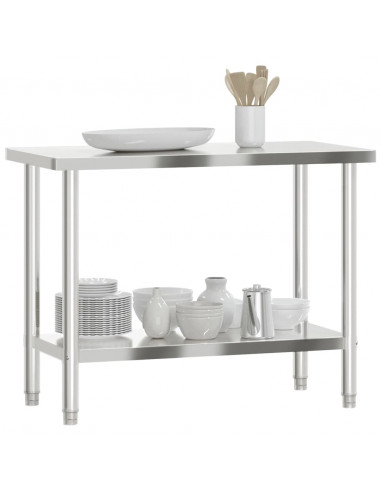 Tavolo da Lavoro da Cucina 110x55x85 cm in Acciaio Inossidabile