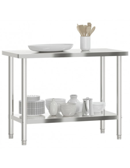 Tavolo da Lavoro da Cucina 110x55x85 cm in Acciaio Inossidabile