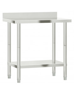 Tavolo Lavoro Cucina con Paraschizzi 82,5x55x93cm Acciaio Inox 2