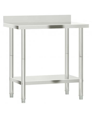 Tavolo Lavoro Cucina con Paraschizzi 82,5x55x93cm Acciaio Inox