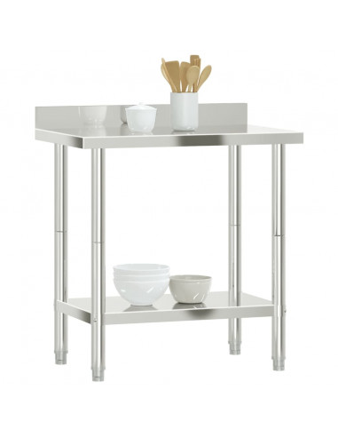 Tavolo Lavoro Cucina con Paraschizzi 82,5x55x93cm Acciaio Inox