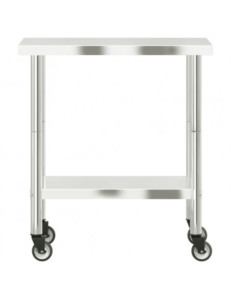 Tavolo da Lavoro Cucina con Ruote 82,5x55x85 cm in Acciaio Inox