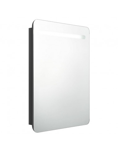 Armadietto Bagno con Specchio e LED Nero Lucido 60x11x80 cm