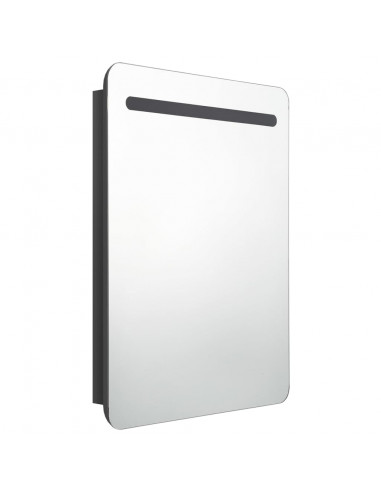 Armadietto Bagno con Specchio e LED Nero Lucido 60x11x80 cm