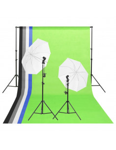 Kit di Illuminazione da Studio con Fondali e Ombrelli 2
