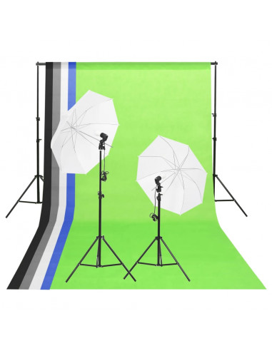Kit di Illuminazione da Studio con Fondali e Ombrelli