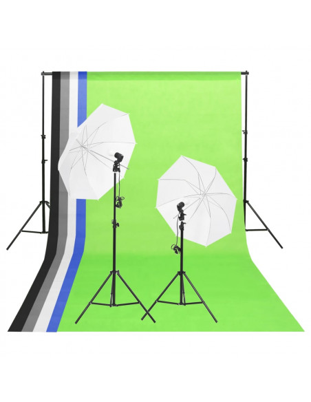 Kit di Illuminazione da Studio con Fondali e Ombrelli