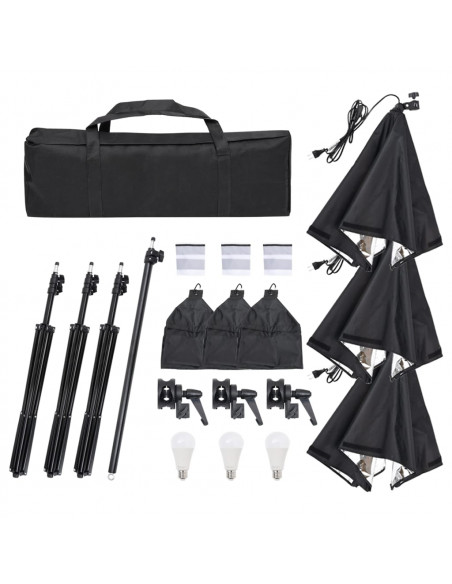 Kit per Studio Fotografico con Set di Luci e Fondale
