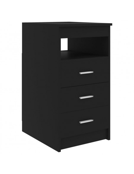 Cassettiera Nera 40x50x76 cm in Legno Multistrato