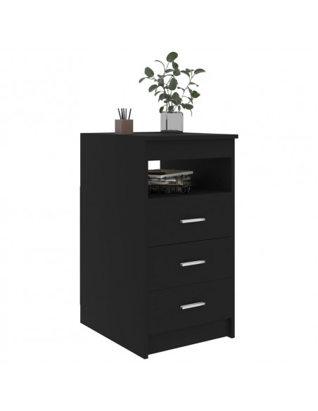 Cassettiera Nera 40x50x76 cm in Legno Multistrato