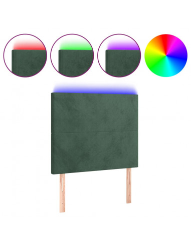 Testiera a LED Verde Scuro 90x5x118/128 cm in Velluto