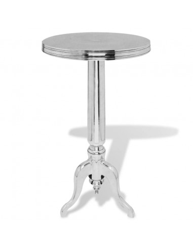 Tavolino da Salotto Rotondo in Alluminio Argentato