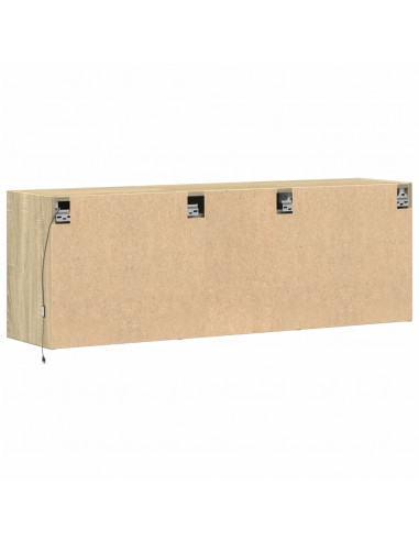 Mobile TV a Parete con Luci LED Rovere Sonoma 130x31x45 cm