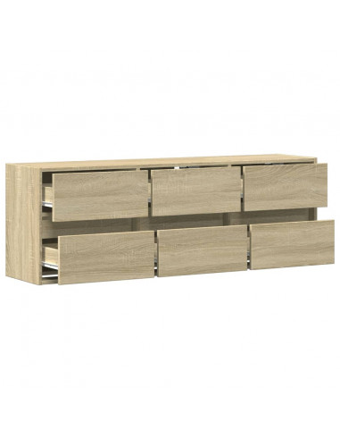 Mobile TV a Parete con Luci LED Rovere Sonoma 130x31x45 cm