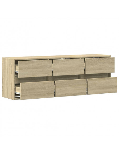 Mobile TV a Parete con Luci LED Rovere Sonoma 130x31x45 cm